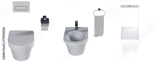 Lavatory pan isolated on a transparent background  bidet  3D illustration  and CG render 