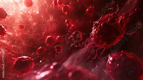 red blood cells move through a blood vessel