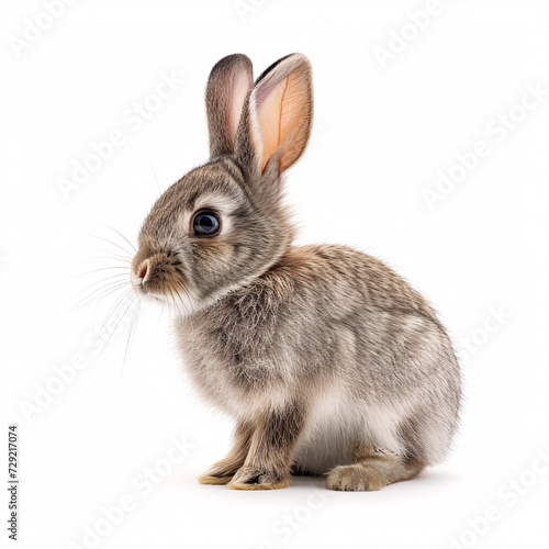 Bunny isolated on white background with full depth of field and deep focus fusion