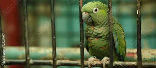 Derbyan parakeet, a female, caged. photo