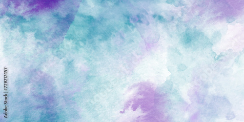 Abstract blue and purple textured grunge watercolor hand drawn abstract horizontal background with strains. Splashed watercolor background design for your cover, date, postcard, banner, logo. © Husni