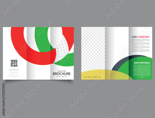 trifold brochure with colored rings.