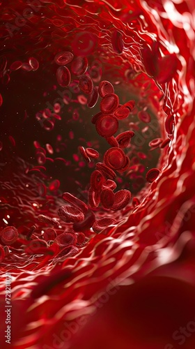 red blood cells move through a blood vessel