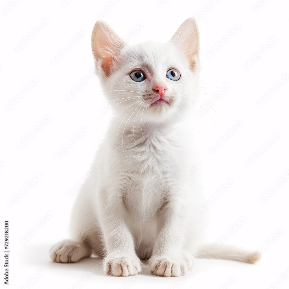 white kitten isolated on white background with full depth of field and deep focus fusion
