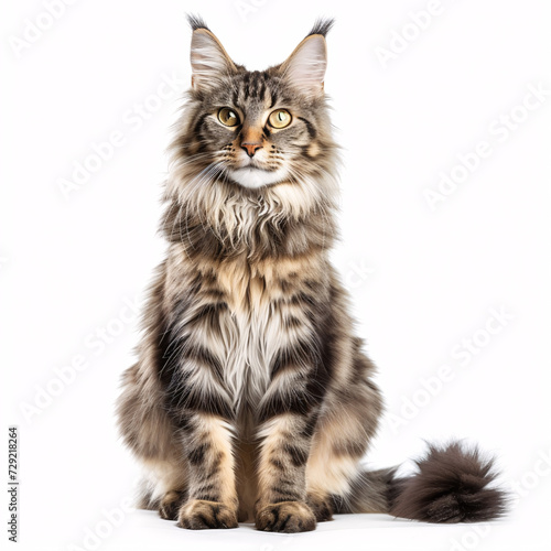 Cat isolated on white background with full depth of field and deep focus fusion 