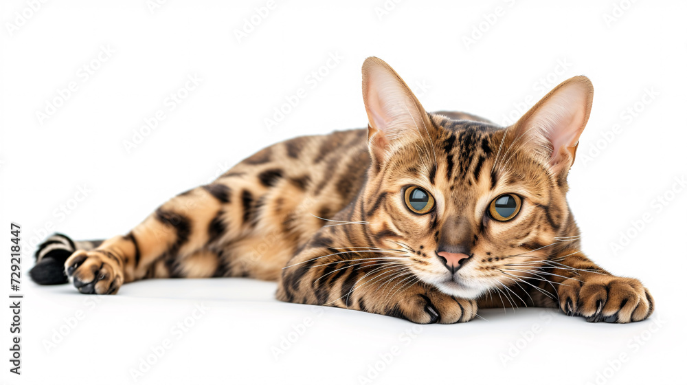 Bengal cat isolated on white background with full depth of field and deep focus fusion
Bengal cat isolated on white background with full depth of field and deep focus fusion
