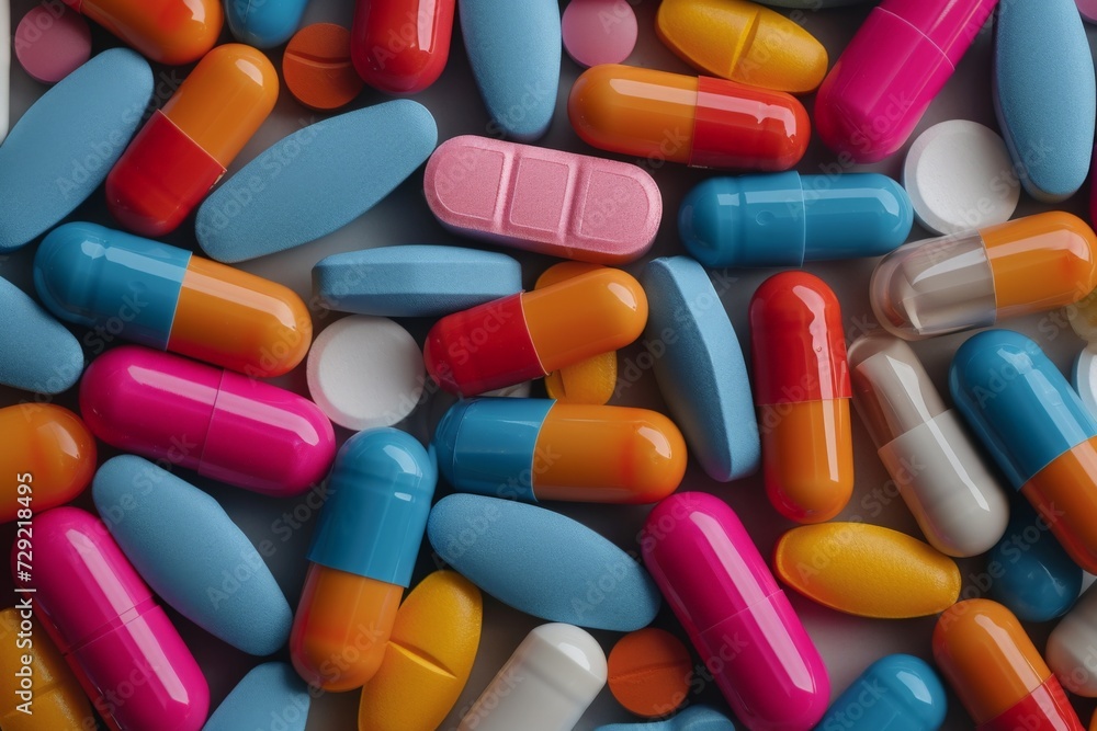 Medical capsules, pills, colored tablets healthcare. Isolated white pill treatments for illnesses cures. Medications antibiotics painkillers aid treatment. Pharmaceuticals vitamins maintaining health. Medical capsules, pills, colored tablets healthcare. Isolated white pill treatments for illnesses cures. Medications antibiotics painkillers aid treatment. Pharmaceuticals vitamins maintaining health.
