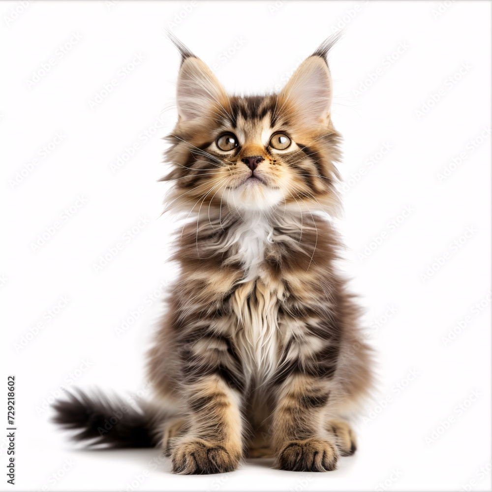 kitten isolated on white background with full depth of field and deep focus fusion
