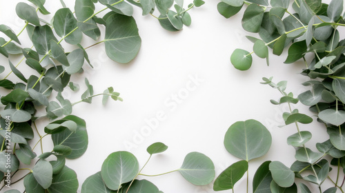 A Bunch of Green Leaves on a White Surface