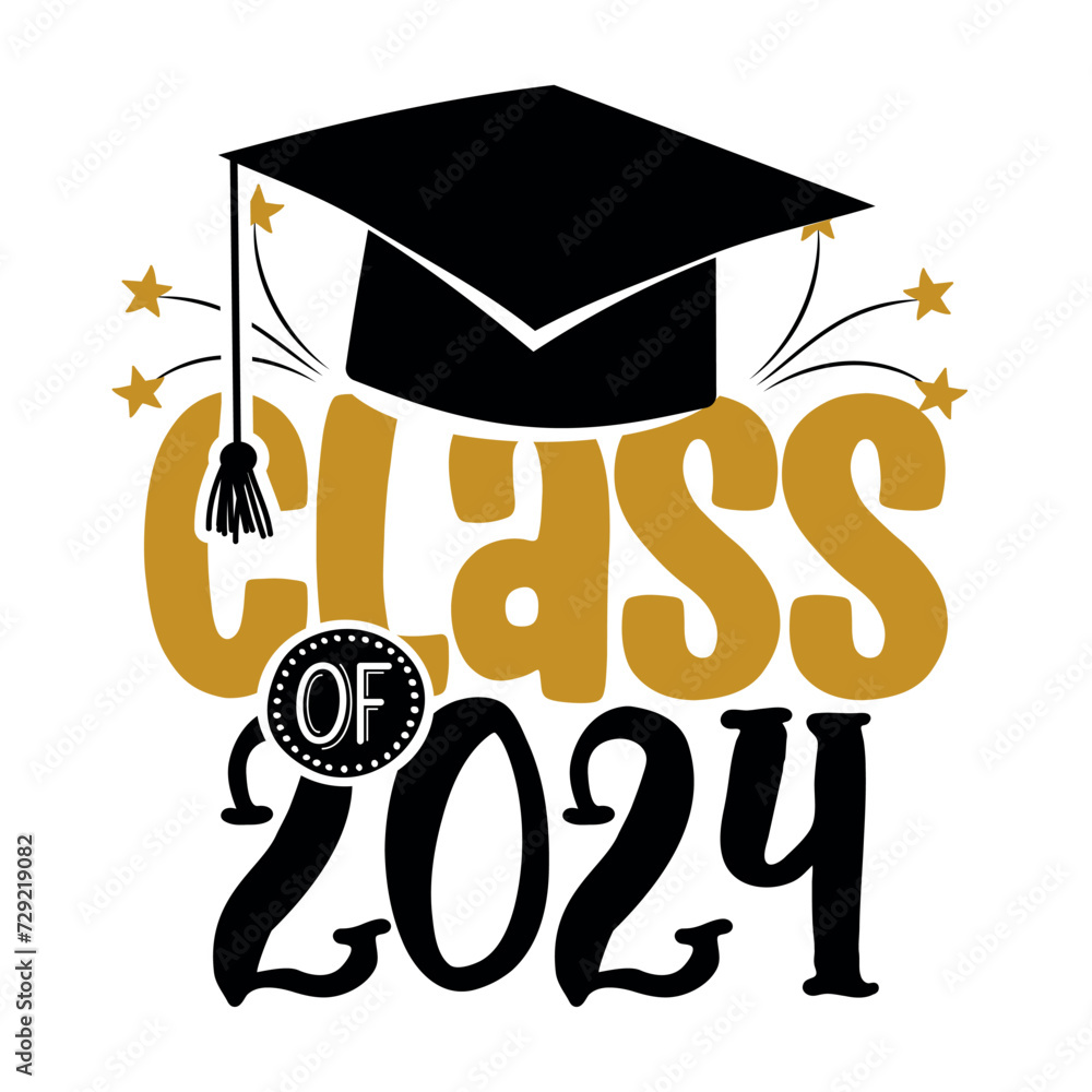 Class of 2024 Typography. black text isolated white background