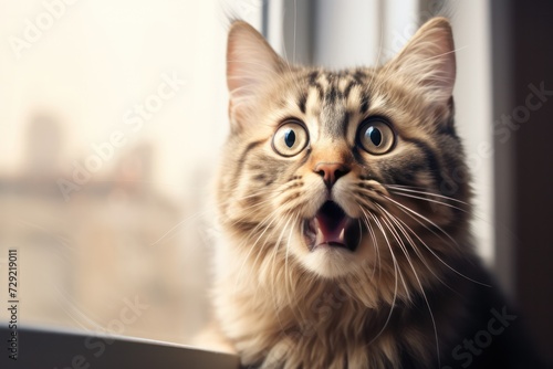 Wallpaper Mural funny cat looking extremely surprised and shocked. Reaction to shocking news pr gossip, wow face, jaw dropping sales. Torontodigital.ca