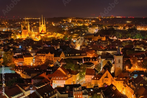 Erfurt   berblick Nachts Altstadt