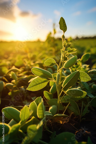 Close up of Soy in field.