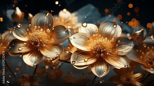 Orange Blossoms with Water Droplets