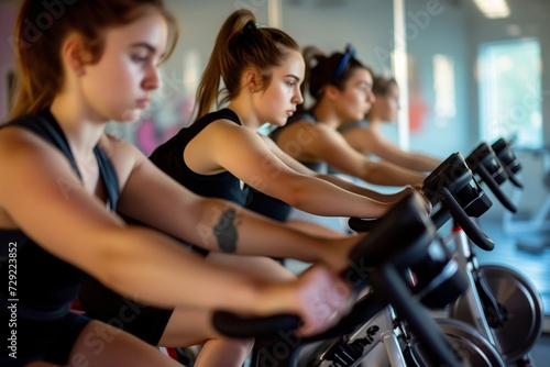 spin class session with multiple participants