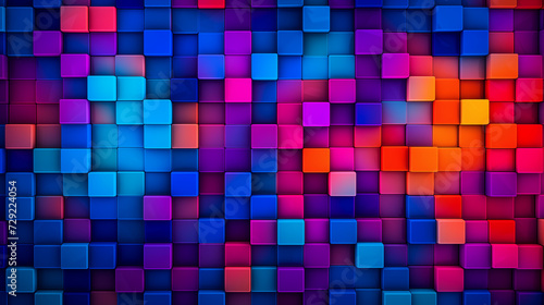 Vibrant Background With Colorful Squares. Tile  mosaic  backdrop with neon colors.