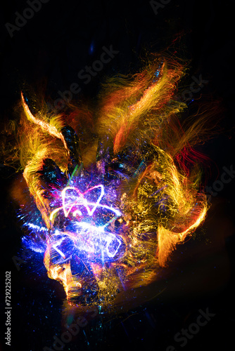 music album cover, abstract silhouette demon
