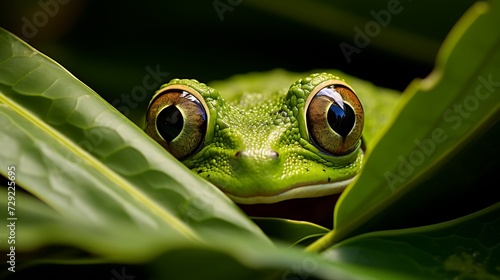 Close up of a green tree frog (Litoria caerulea)