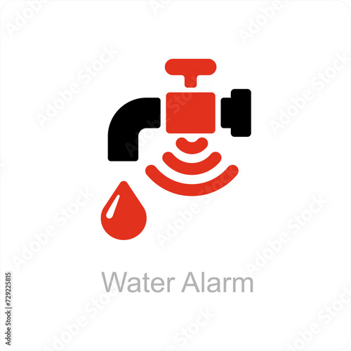 water alarm and Leak detector icon concept