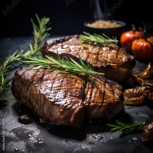 Grilled beef steak with spices. Food Photography
