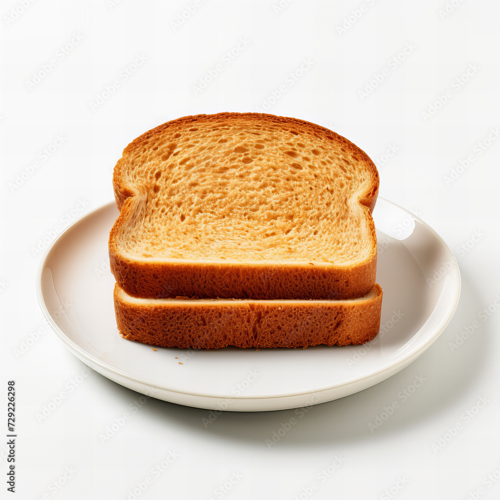 Perfectly Toasted Sliced Bread on White Plate for Breakfast or Snack - High-Quality Food Photography Perfectly Toasted Sliced Bread on White Plate for Breakfast or Snack - High-Quality Food Photography