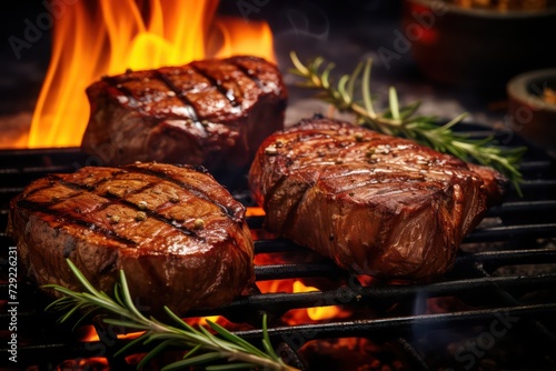 Grilled beef steak with spices. Food Photography