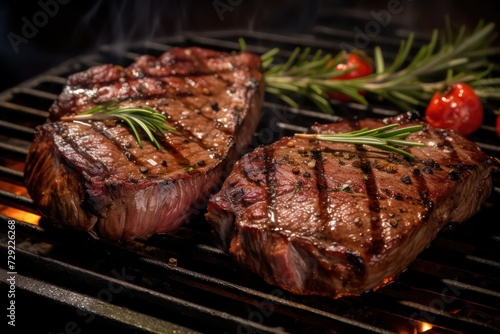 Grilled beef steak with spices. Food Photography photo