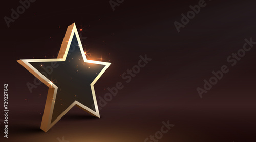 Golden winner star on dark background. Number 1. Best choice.