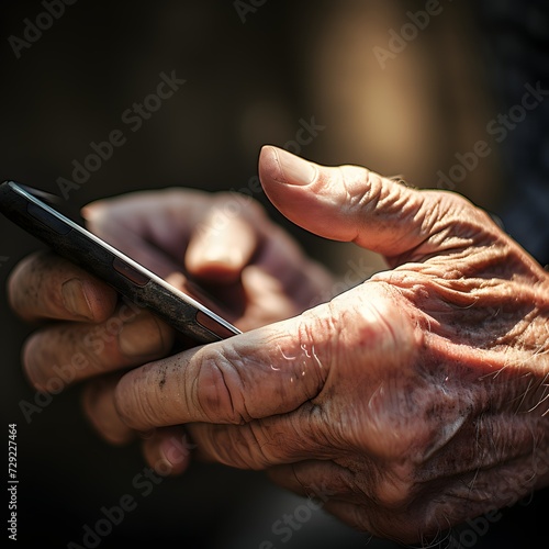 Close-Up of Aged Hands Gently Holding a Modern Smartphone