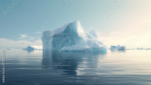 Photograph of floating iceberg taken from explorer ship. Natural lighting. © Meta