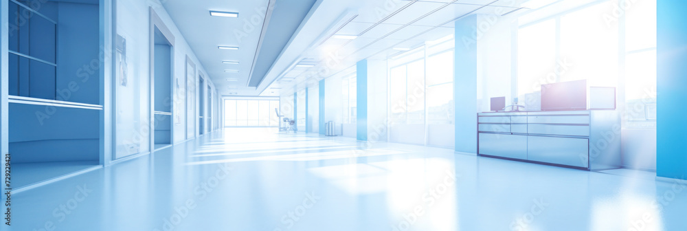 Obraz premium Blurred background of Hospital hallway. medicine concept.