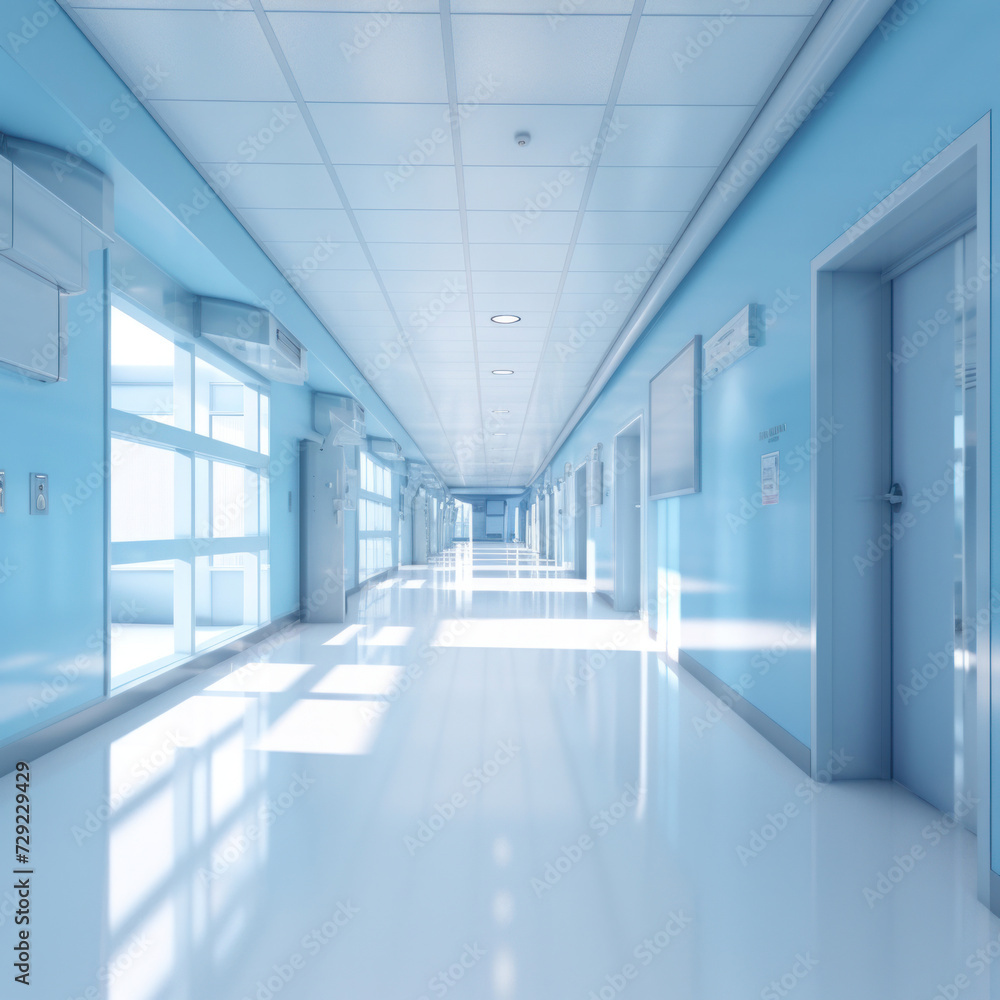 Fototapeta premium Blurred background of Hospital hallway. medicine concept.