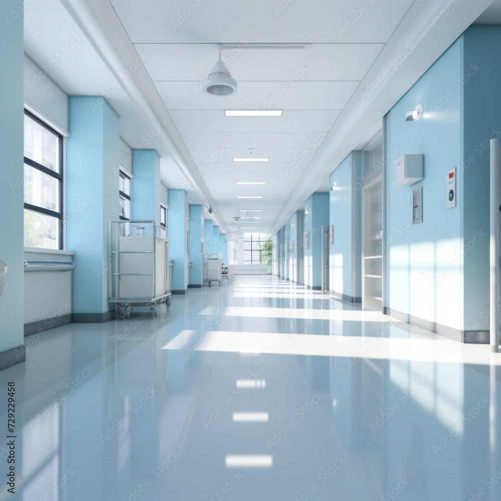 Obraz premium Blurred background of Hospital hallway. medicine concept.