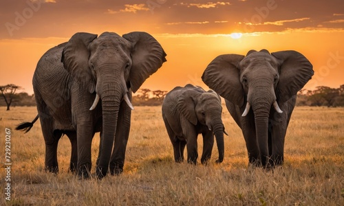 Savanna Secrets Unleashed: African Bush Elephant in Sanctuary Bliss with Sunset lighting © bellart