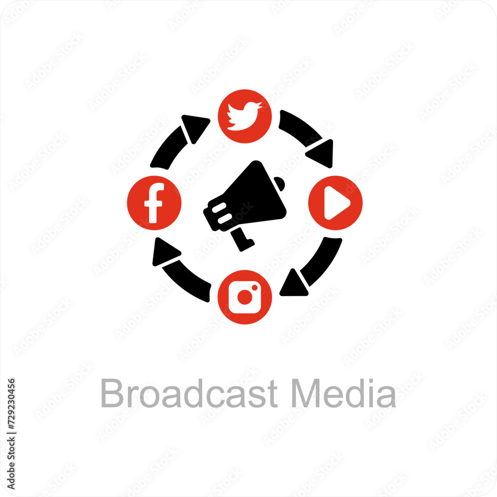 broadcast media and advertisement icon concept broadcast media and advertisement icon concept