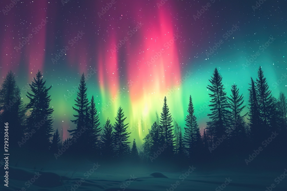 Scenery of aurora borealis in night sky