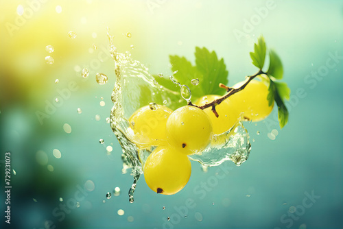 Fresh Yellow Plums Splashing in Water with Vivid Colors and Dynamic Droplets