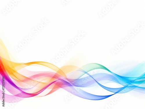 Colorful Wave of Smoke on White Background. Minimalistic wallapper on white background. Frame, copy space.