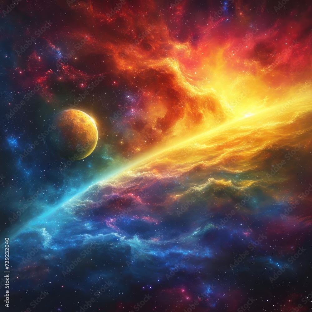 Galaxy and colorful clouds, bright gradient nebula in space which has a sparkling digital design appeal, great for archeology, business, corporate, website etc. Generative Ai Galaxy and colorful clouds, bright gradient nebula in space which has a sparkling digital design appeal, great for archeology, business, corporate, website etc. Generative Ai