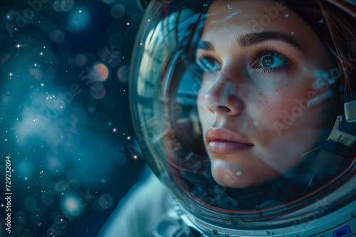 Wallpaper Mural Astronautin im Weltall beeindruckt von der Schönheit des Universums Torontodigital.ca