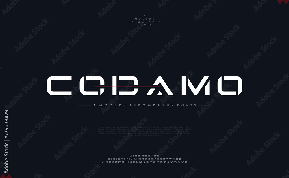 Codamo, abstract modern urban alphabet fonts typography sport technology fashion digital future creative logo design font vector 
