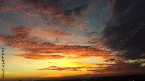 Sunset in the clouds over Curitiba, Brazil