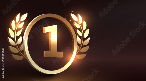 Golden first place award sign. Number 1. Best choice.