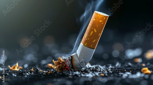World No Tobacco Day Concept. Stop Smoking. Tobacco cigarette butt. photo
