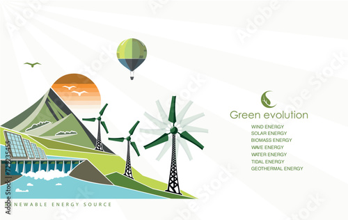 renewable energy concept of the green evolution