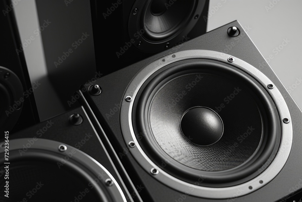 Two speakers positioned on top of each other. Versatile image suitable for various uses Two speakers positioned on top of each other. Versatile image suitable for various uses
