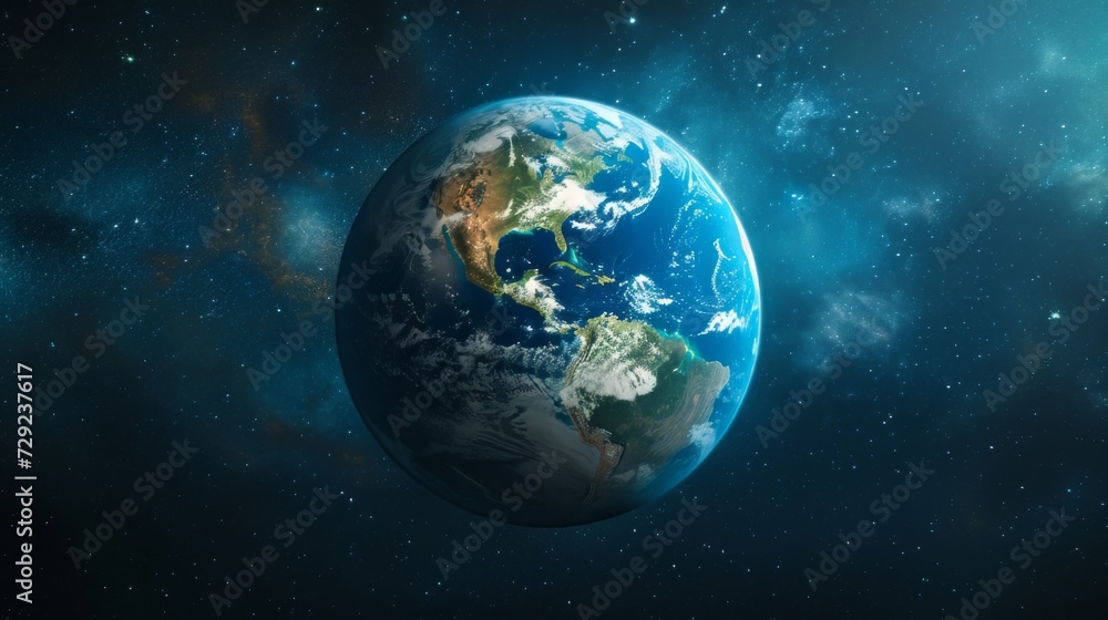 Conceptual image of Earth, showcasing its continents and oceans from a unique polar angle Generative AI