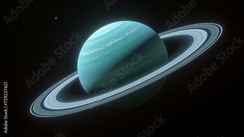 Conceptual image of Uranus, showcasing its pale blue-green coloration and rings from a unique angle Generative AI