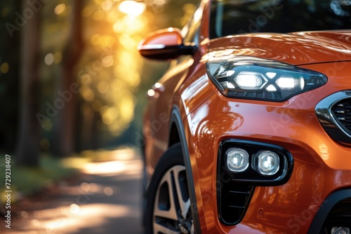 Front view of an orange car. Perfect for automotive industry promotions © Fotograf
