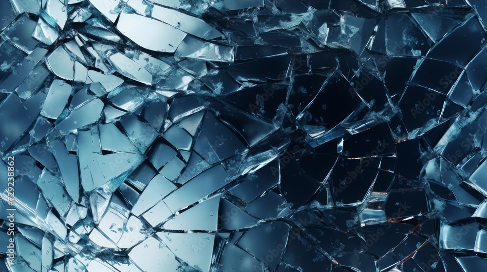 Cracked and fractured texture of shattered glass. Generative AI - obrazy, fototapety, plakaty 